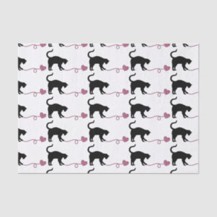 Papel De Seda Gato negro y hilado en forma de corazón (rosa)