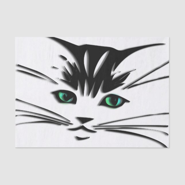 Papel De Seda Gato Ojo Verde (Anverso)