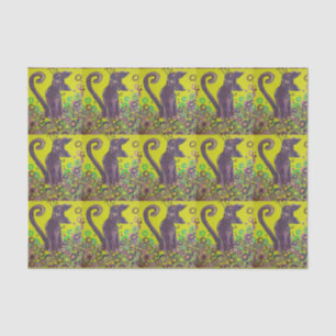 Papel De Seda gato púrpura en el papel seda amarillo