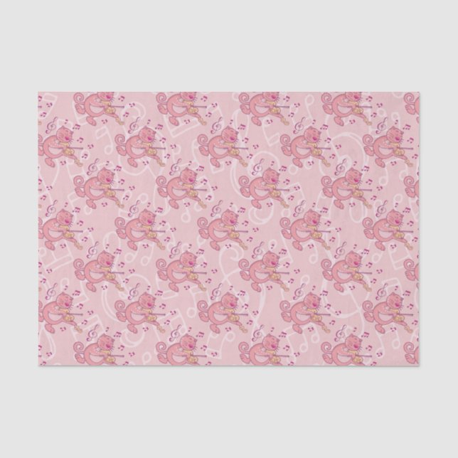 Papel De Seda Gato rosa con violín (Anverso)