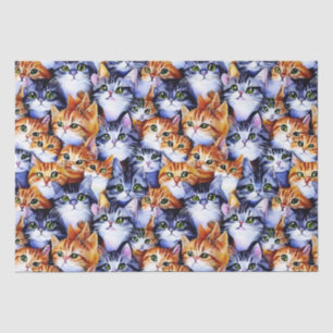 Papel De Seda Gato rostros de collage jengibre gitty gatitos gri