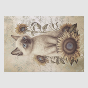 Papel De Seda Gato siamés de girasol