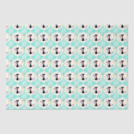 Papel De Seda Gato siamés de Navidad retro Ogee