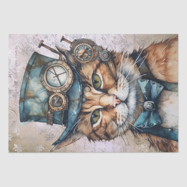 Papel De Seda Gato Steampunk (Anverso)