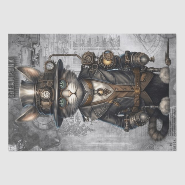 Papel De Seda Gato Steampunk (Anverso)