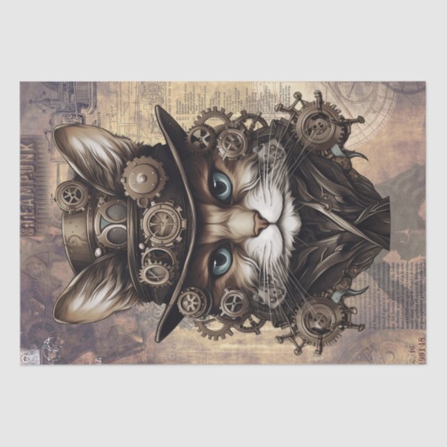 Papel De Seda Gato Steampunk (Anverso)