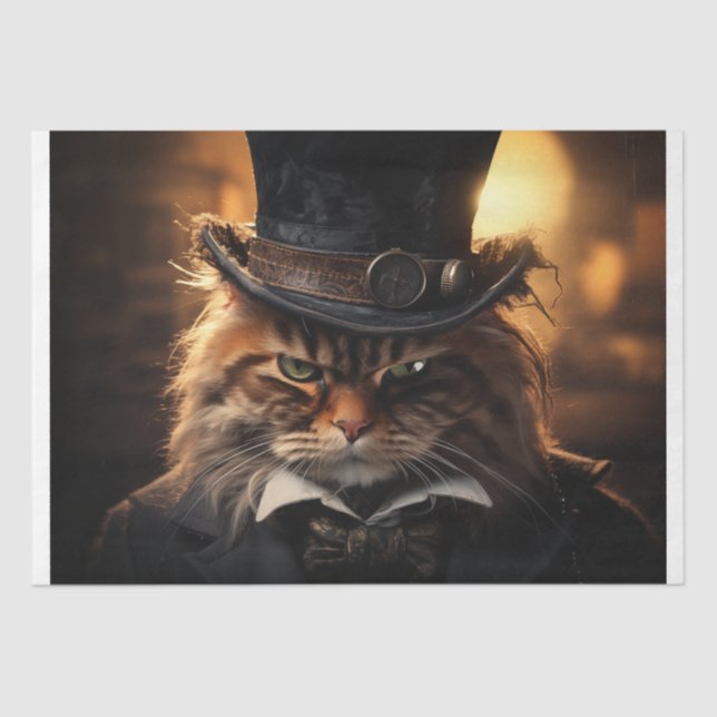 Papel De Seda Gato Steampunk (Anverso)