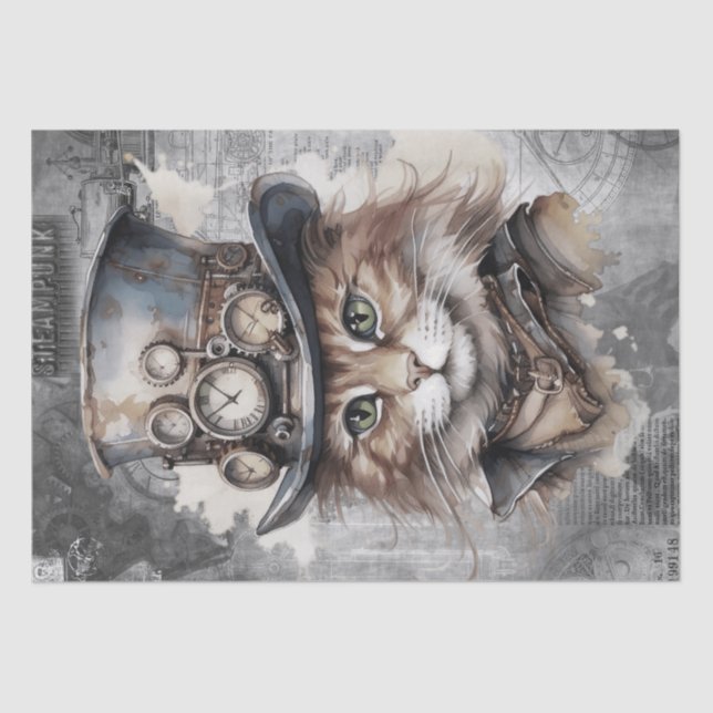 Papel De Seda Gato Steampunk (Anverso)