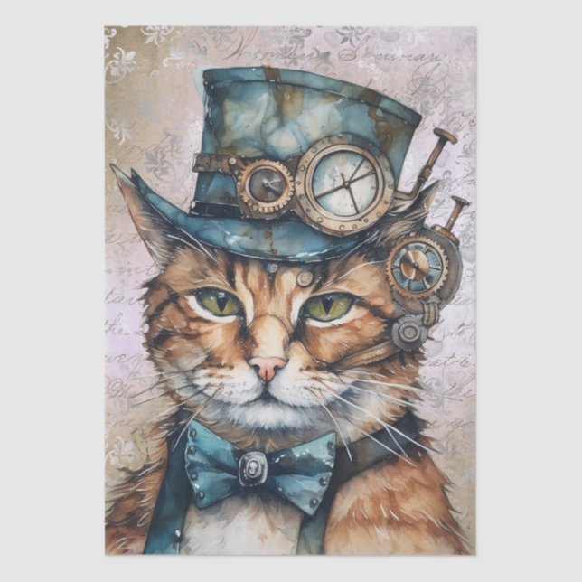 Papel De Seda Gato Steampunk (Anverso)