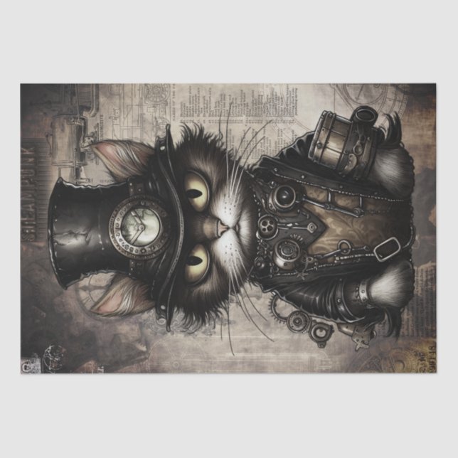 Papel De Seda Gato Steampunk (Anverso)