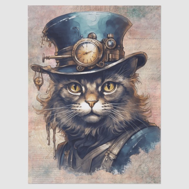 Papel De Seda Gato Steampunk (Anverso)