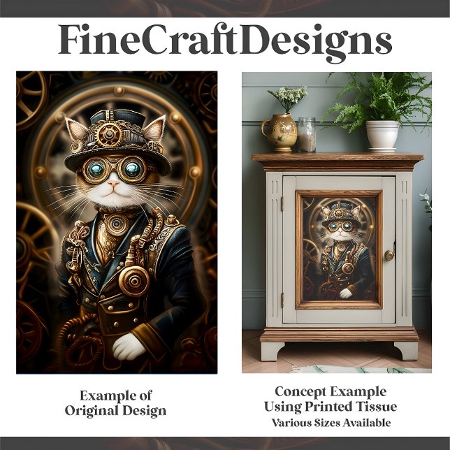 Papel De Seda Gato Steampunk con Uniforme Formal G4L Decoupage (Subido por el creador)