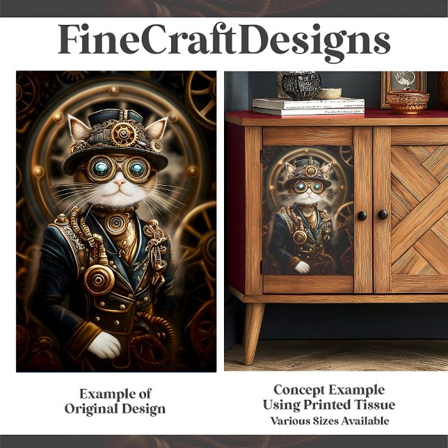 Papel De Seda Gato Steampunk con Uniforme Formal G4R Decoupage (Subido por el creador)