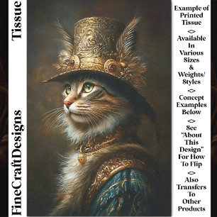 Papel De Seda Gato Steampunk Victoriano Opulento CS3 Decoupage