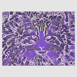 Papel De Seda Gato Tabby Lindo Tribal Arte Abstracto Morado Hipp