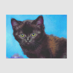 Papel De Seda Gato Van Gogh y flores