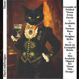 Papel De Seda Gato Victoriano Gótico con Absenta EG9L Decoupage