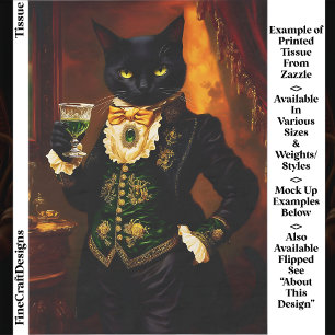 Papel De Seda Gato Victoriano Gótico con Absenta EG9L Decoupage