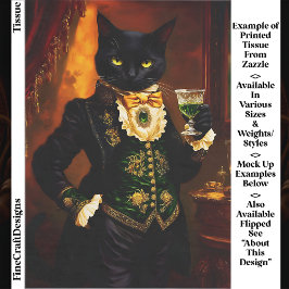 Papel De Seda Gato Victoriano Gótico con Absinthe EG9R Decoupage