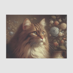 Papel De Seda Gato Vintage Elegante Retrato Decoupage