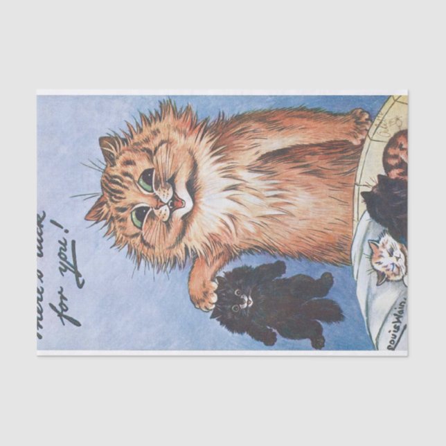 Papel De Seda Gato y gatitos, Louis Wain (Anverso)