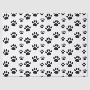 Papel De Seda Gato y Perro Adorables Huellas de Pata Blanco Negr