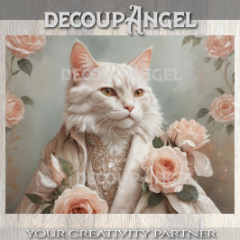 Papel De Seda Gato y Rosas románticos - Desnudar -