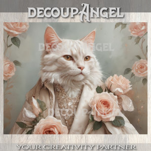 Papel De Seda Gato y Rosas románticos - Desnudar -