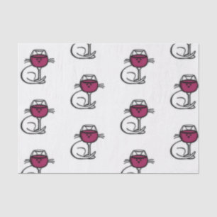 Papel De Seda Gato y vidrio de vino