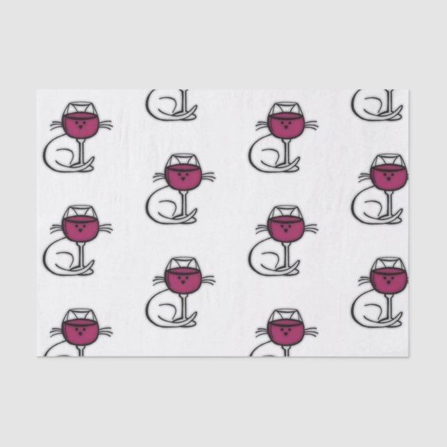 Papel De Seda Gato y vidrio de vino (Anverso)
