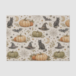 Papel De Seda Gatos Antiguos Calabazas Halloween