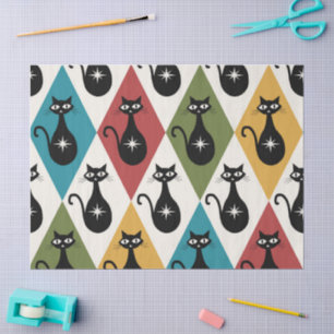 Papel De Seda Gatos atómicos de mediados de siglo sobre diamante