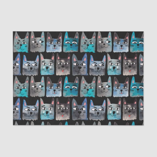 Papel De Seda Gatos azules (Anverso)