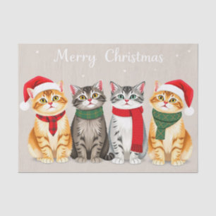 Papel De Seda Gatos cortos en Santa Sombreros Feliz Diseño de Na