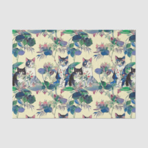 Papel De Seda Gatos de acuarela en un jardín