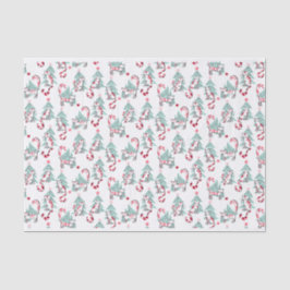 Papel De Seda Gatos de caña de menta y árboles de Navidad