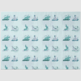 Papel De Seda Gatos de yoga verdes