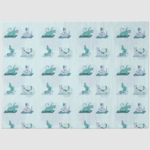 Papel De Seda Gatos de yoga verdes