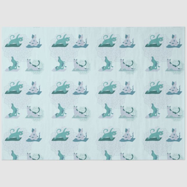 Papel De Seda Gatos de yoga verdes (Anverso)