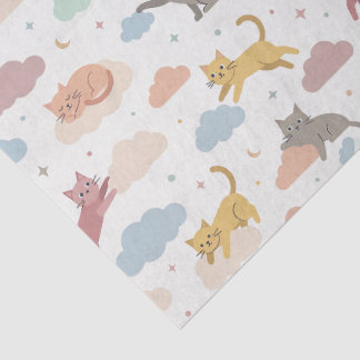 Papel De Seda Gatos en Nubes Lindos