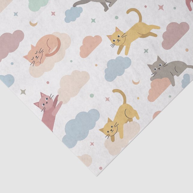 Papel De Seda Gatos en Nubes Lindos (Detalle)