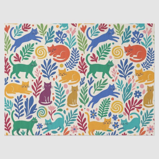 Papel De Seda Gatos estilo Matisse (Anverso)