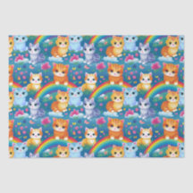 Gatos gitanos felices con nubes de arcoiris