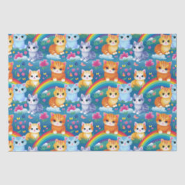 Papel De Seda Gatos gitanos felices con nubes de arcoiris