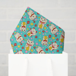Papel De Seda Gatos japoneses Maneki Neko agitando la suerte