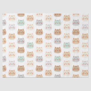 Papel De Seda Gatos Kawaii Lindos Ilustraciones Dibujadas a Mano