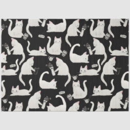 Papel De Seda Gatos malos tocando cosas, gatos blancos sobre neg