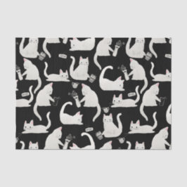 Papel De Seda Gatos malos tocando cosas, gatos blancos sobre neg