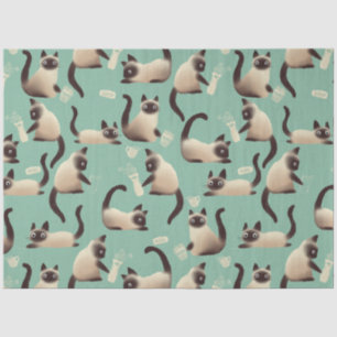 Papel De Seda Gatos malvados siameses golpean las cosas