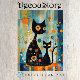 Papel De Seda Gatos Negros Abstractos Decoupage